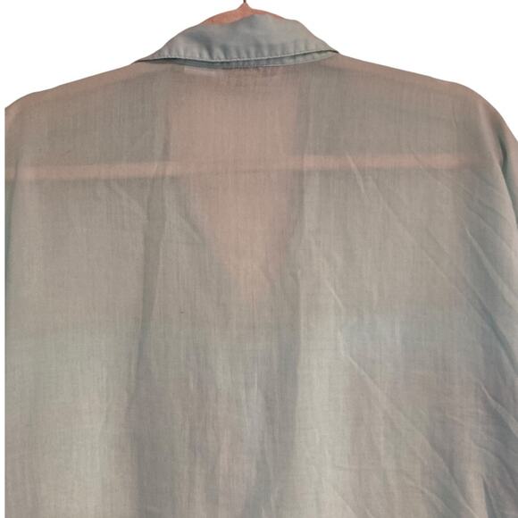 Vintage 80s ESleep Blue Pink Intimates Button Down Night Sleep Shirt Size Medium - Picture 6 of 16